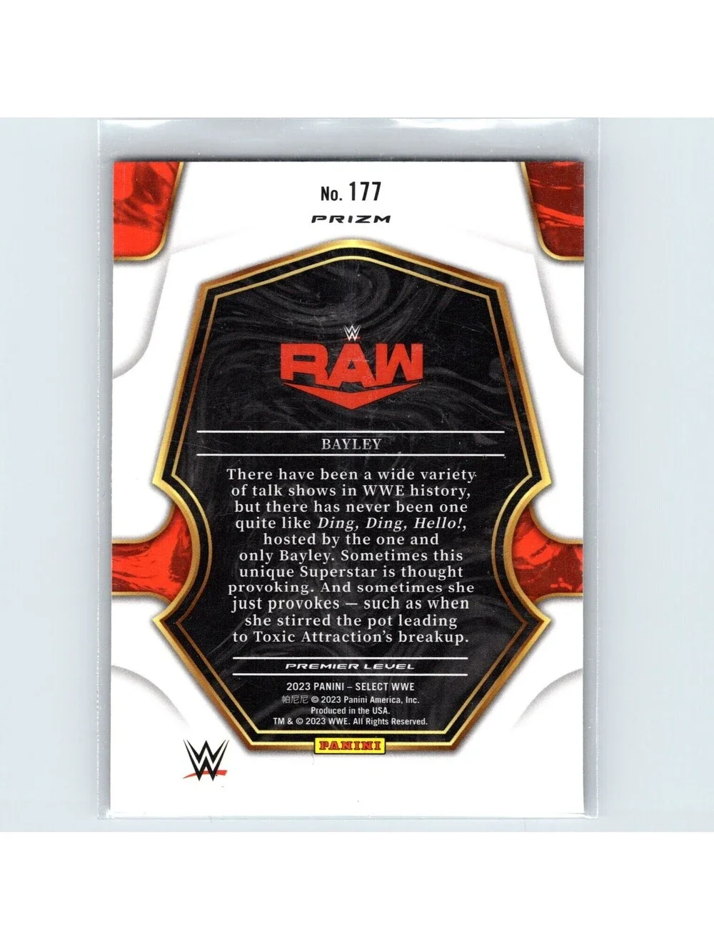 2023 Panini Select WWE Bayley #177 Orange Flash Prizms Raw
